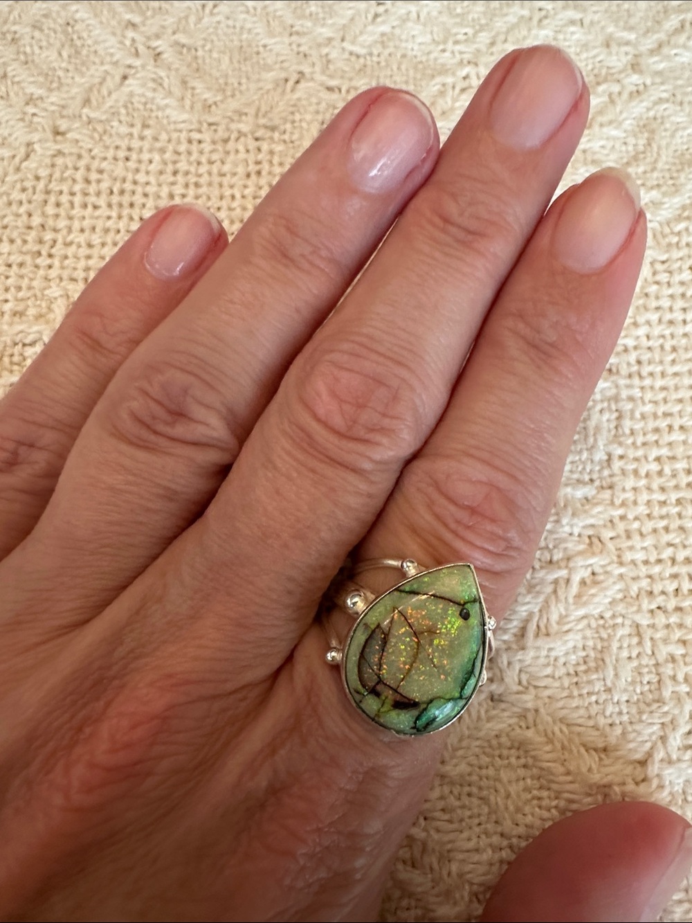 Monarch Opal Sterling Silver Ring - Picture 5 of 9